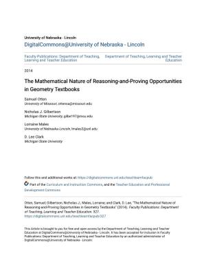 The Mathematical Nature of Reasoning-And-Proving Opportunities in Geometry Textbooks