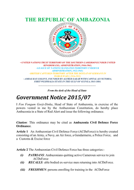 Government Notice 2015/07