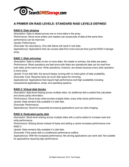 A Primer on Raid Levels: Standard Raid Levels Defined