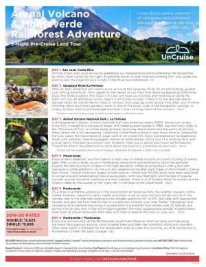 Arenal Volcano & Monteverde Rainforest Adventure