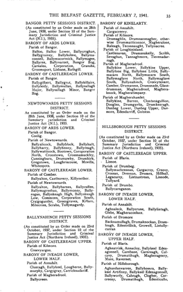 The Belfast Gazette, February 7, 1941. 35 Bangor Petty Sessions District