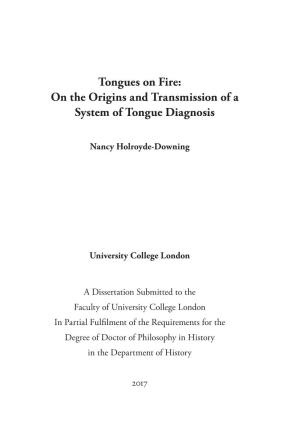 Tongues on Fire: on the Origins and Transmission of a System of Tongue Diagnosis