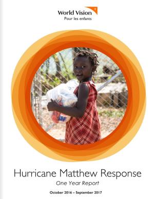 Hurricane Matthew Response One Year Report