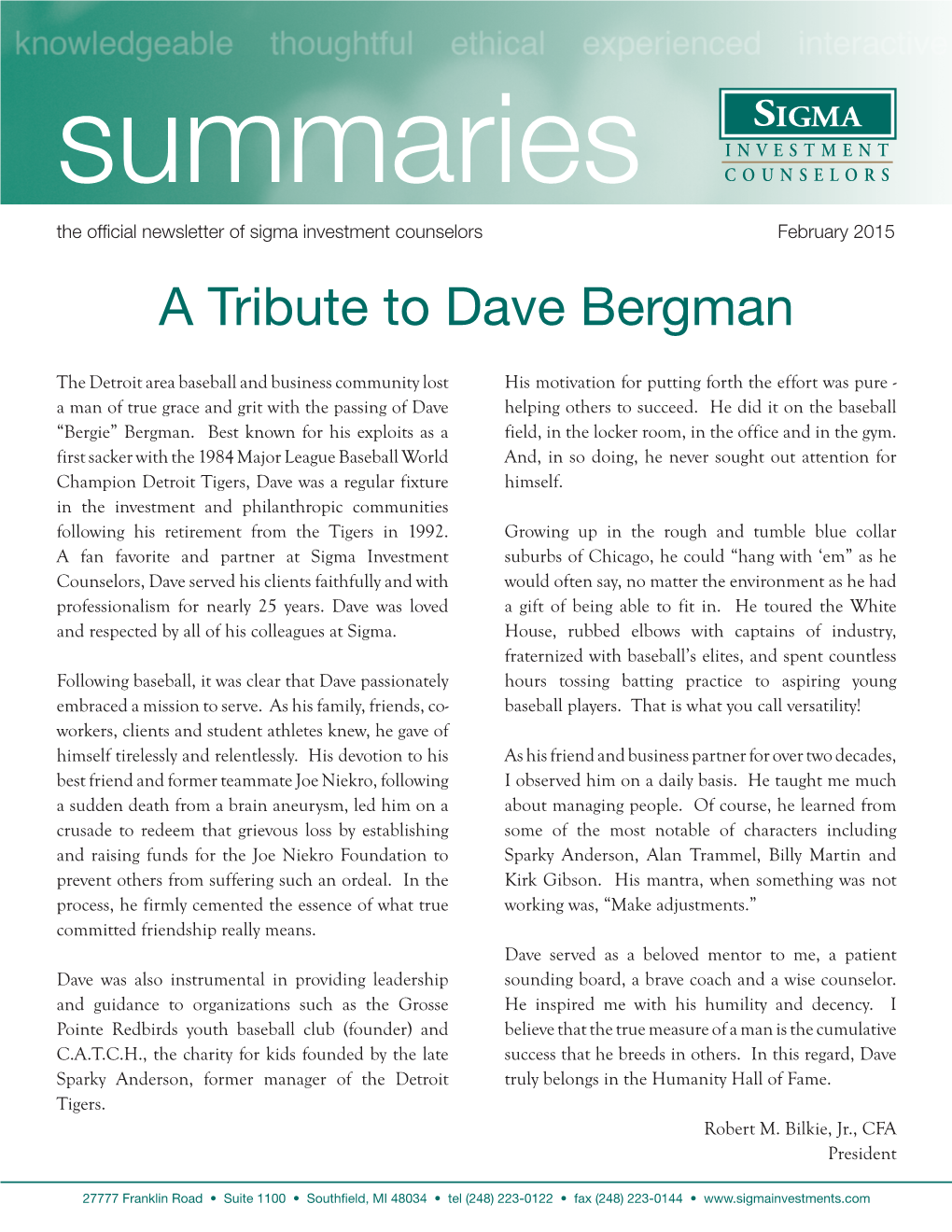 Feb-A Tribute to Dave Bergman