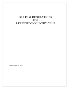 Lexington Rules & Regs