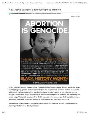 Rev. Jesse Jackson's Abortion Flip Flop Timeline
