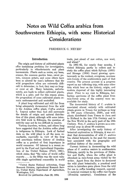Notes on Wild Coffea Arabica from Southwestern Ethiopia, with Some Historical Considerations