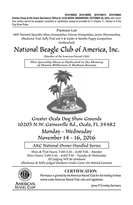 National Beagle Club of America, Inc. (Member of the American Kennel Club)