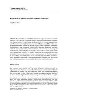 Countability Distinctions and Semantic Variation
