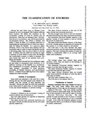 The Classification of Enuresis by E