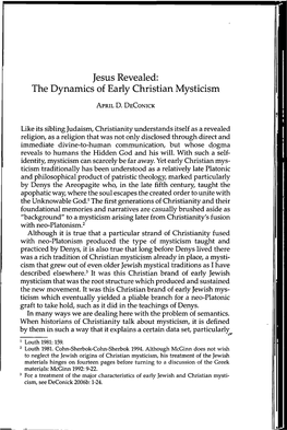 Jesus Revealed: the Dynamics of Early Christian Mysticism