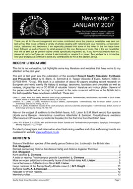 Newsletter 2 JANUARY 2007