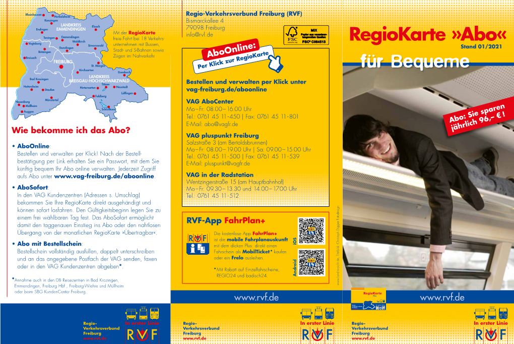 Regiokarte »Abo« Unternehmen Mit Bussen, Stand 01/2021 Stadt- Und S-Bahnen Sowie Zügen Im Nahverkehr Aboonline: Per Klick Zur Regiokarte Für Bequeme