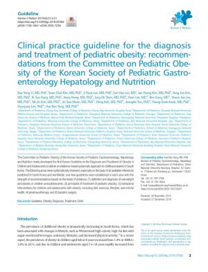 Clinical Practice Guideline for the Diagnosis and Treatment of Pediatric
