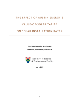 The Effect of Austin Energy's Value-Of-Solar Tariff on Solar Installation Rates