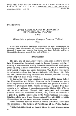 UPPER KIMMERIDGIAN SCLERACTINIA of POMERANIA (POLAND) (1 Fig.)