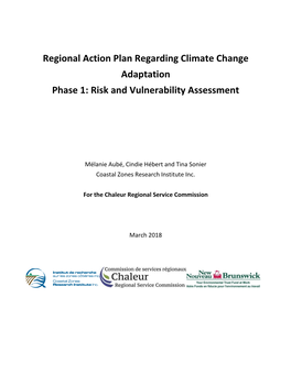 Regional Action Plan Regarding Climate Change Adaptation Phase 1: Risk and Vulnerability Assessment