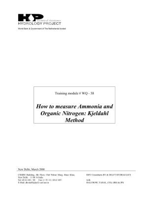 How to Measure Ammonia and Organic Nitrogen: Kjeldahl Method