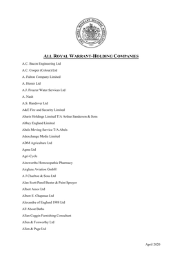 All Royal Warrant-Holding Companies