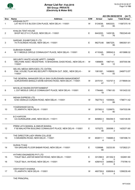 Arrear List for :Feb-2018 16-03-2018 02:36:37 Page 1 of 183 Bill Group: PRIVATE (Electricity & Water Bill)