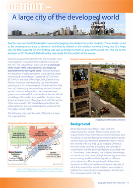 DETROIT – a Large City of the Developed World
