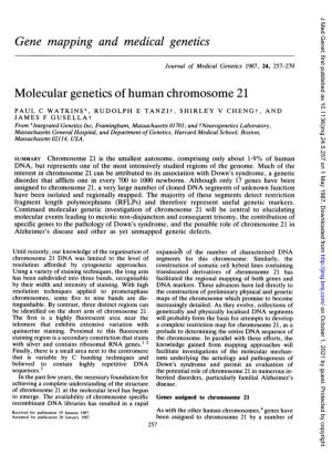 Gene Mapping and Medical Genetics Molecular Geneticsof Human Chromosome 21