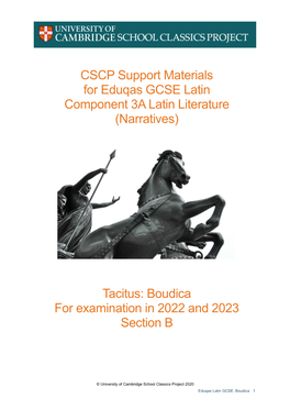 Tacitus: Boudica for Examination in 2022 and 2023 Section B