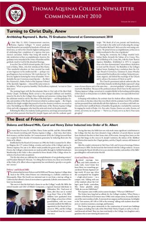 Thomas Aquinas College Newsletter Commencement 2010