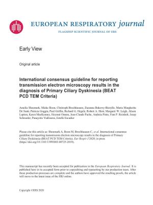 International Consensus Guideline for Reporting Transmission Electron Microscopy Results in the Diagnosis of Primary Ciliary Dyskinesia (BEAT PCD TEM Criteria)