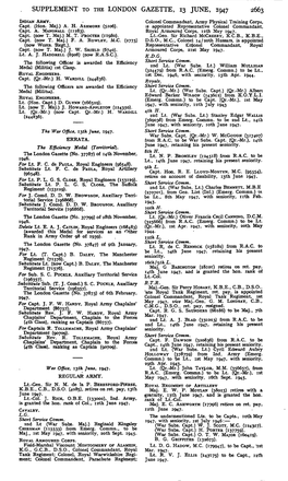 Supplement to the London Gazette, 13 June, 1947 2663