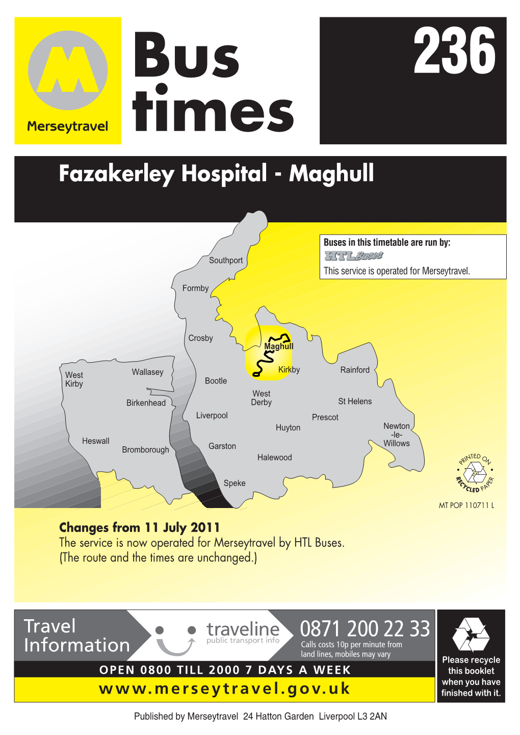 236 Fazakerley Hospital - Maghull - Fazakerley Hospital Merseytravel Bus Service