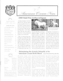 Maintaining the Genetic Integrity of the American Cream Draft Horse by Dr