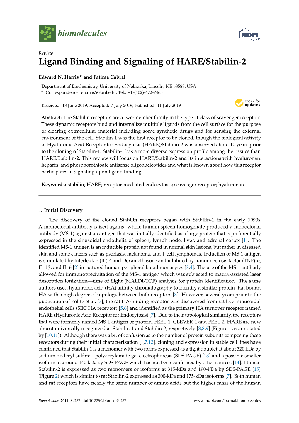 Ligand Binding and Signaling of HARE/Stabilin-2