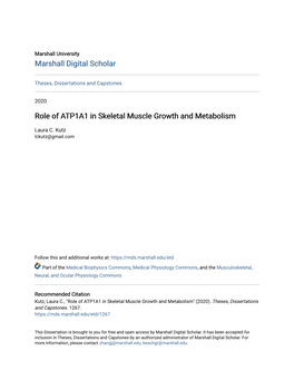 Role of ATP1A1 in Skeletal Muscle Growth and Metabolism