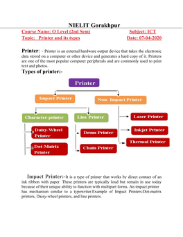 Printer and Its Types Date: 07-04-2020