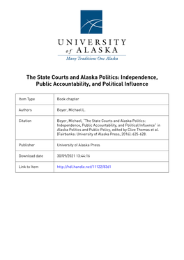 The State Courts and Alaska Politics: Independence, Public Accountability, and Political Influence