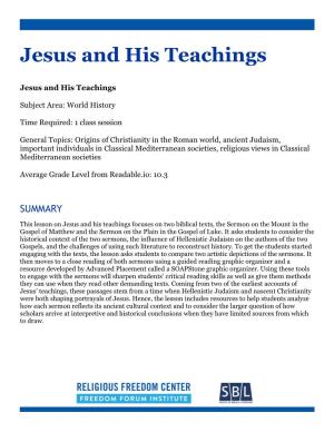 Jesus and His Teachings