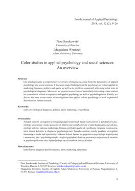 Color Studies in Applied Psychology and Social Sciences: an Overview