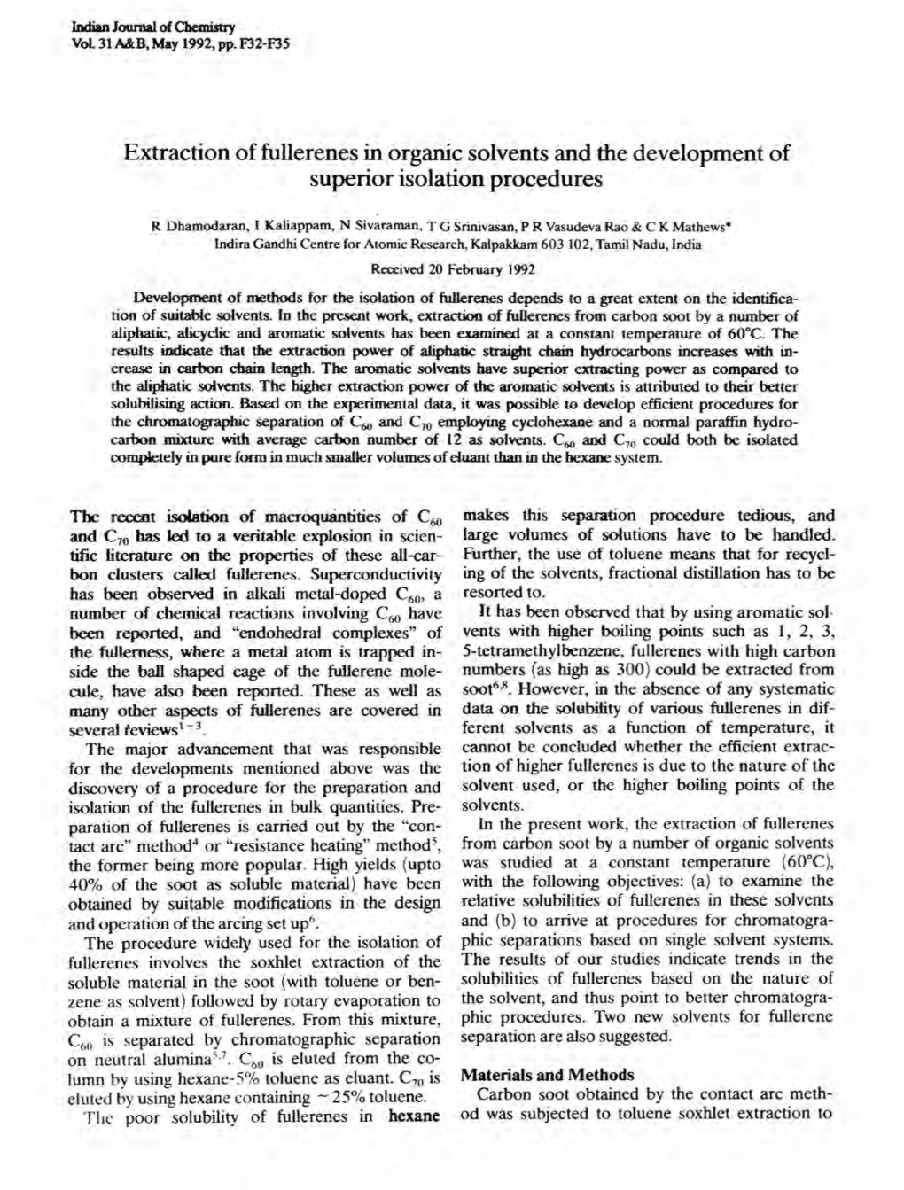 Extraction of Fullerenes in Organic Solvents and the Development of Superior Isolation Procedures