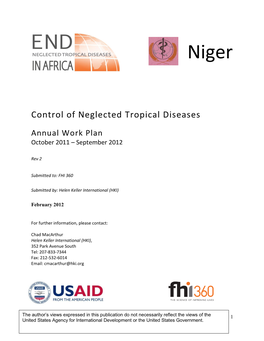 Niger Work Plan FY2012