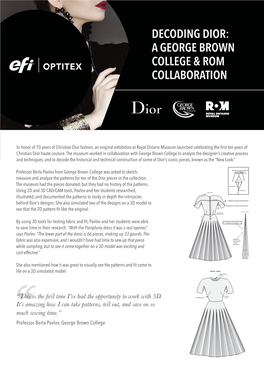 Decoding Dior: a George Brown College & Rom Collaboration