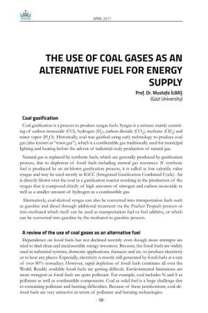 THE USE of COAL GASES AS an ALTERNATIVE FUEL for ENERGY SUPPLY Prof