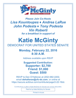 Katie Mcginty DEMOCRAT for UNITED STATES SENATE
