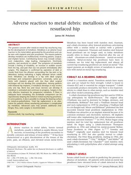 Adverse Reaction to Metal Debris: Metallosis of the Resurfaced Hip