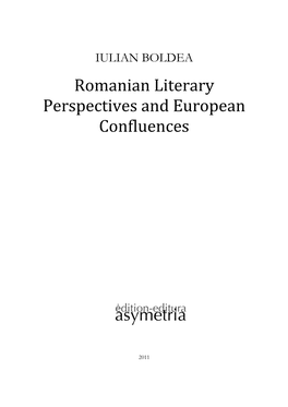 Romanian Literary Perspectives and European Confluences