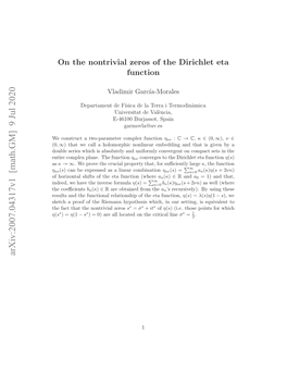 On the Nontrivial Zeros of the Dirichlet Eta Function