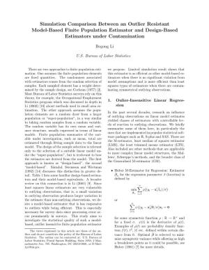 Simulation Comparison Between an Outlier Resistant Model-Based Finite Population Estimator and Design-Based Estimators Under Contamination