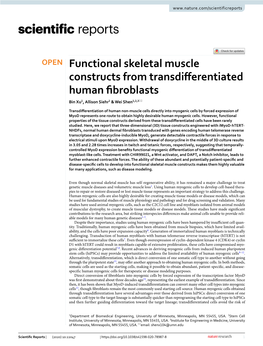 Functional Skeletal Muscle Constructs from Transdifferentiated Human Fibroblasts