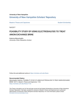 Feasibility Study of Using Electrodialysis to Treat Anion Exchange Brine