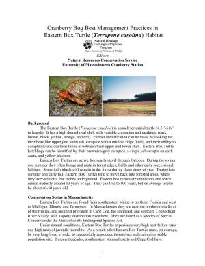 Cranberry Bog Best Management Practices in Eastern Box Turtles